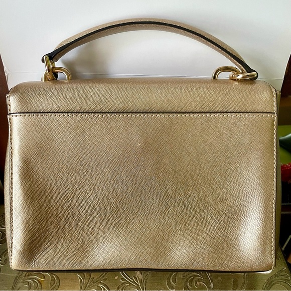 MICHAEL KORS AVA PALE GOLD SAFFIANO LEATHER CROSSBODY HANDBAG - Picture 4 of 5